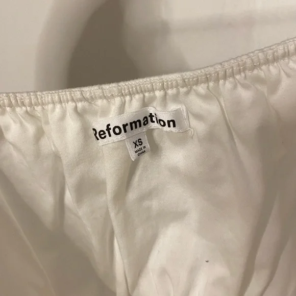 Reformation Fern Ruffled Gathered Stretch Organic Cotton Poplin Top - Picture 5 of 7